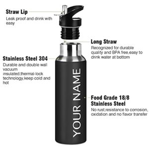 Black Personalized Water Bottle Double Stainless Steel Insulated Simple Customized Cup