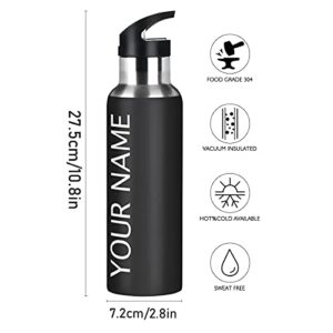 Black Personalized Water Bottle Double Stainless Steel Insulated Simple Customized Cup