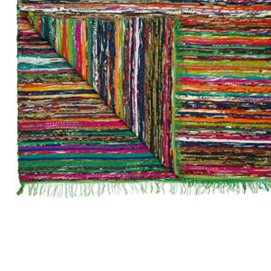 NAQSH Chindi Area Rag Rug 3.5x6 Feet - Recycled Cotton Colorful Reversible Runner Rugs, Multicolor Hand Woven Home Collection,(Green)