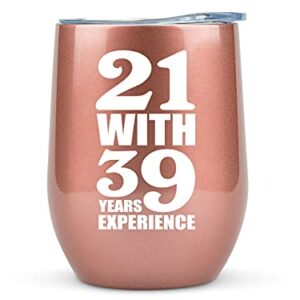 60th Birthday Gifts for Women – 12oz Wine Tumbler Mug – Turning 60, Funny, Unique Gift Idea for Her, Mom
