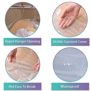 Kornculor 50/100 Pcs Plastic Dry Cleaner Bags 47 Inch Clear Garment Cover Dustproof Suit Bags Dry Cleaning Launderette Bag Plastic Dust Cover for Closet, Home Storage, Travel, Wedding, Trip (100 PCS)