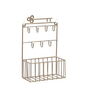 qiuqiu wall-mounted shelf home wrought iron storage basket metal mail holder keychain with storage baskets for mail, keys, glasses-copper
