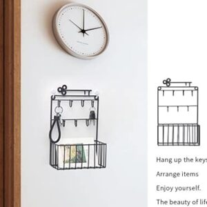 qiuqiu Wall-Mounted Shelf Home Wrought Iron Storage Basket Metal Mail Holder Keychain with Storage Baskets for Mail, Keys, Glasses-Copper