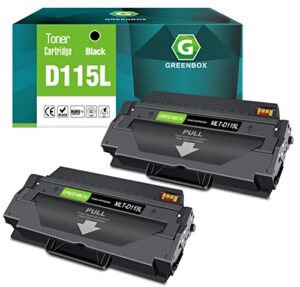 greenbox compatible toner cartridge replacement for samsung 115 115l mlt-d115l high yield for xpress sl-m2830dw sl-m2880fw sl-m2820dw sl-m2870fw sl-m2620 sl-m2670 printer (black, 2 pack)
