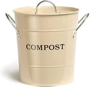 exaco 2-in-1 kitchen countertop compost bin, 1 gallon, oatmeal