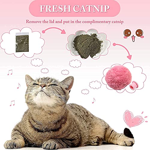 PomeWW Cat Toy Balls, Sing Ball, 3 Pcs, Upgrade Kitten Plush Ball, Newest Lifelike Animal Chirping Sounds-Bird Frog and Cricket, Built-in Catnip, Interactive Cat Kicker Toys for Indoor.