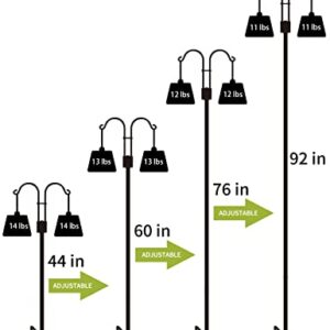 STAUKOK Double Shepherds Hooks for Outdoor, 2 Pack 92 Inch Bird Feeder Pole with 5 Prongs Base, Heavy Duty Garden Hook for Hanging Plant, Lantern, Hummingbird Feeder