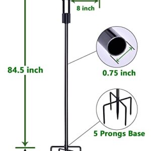 STAUKOK Double Shepherds Hooks for Outdoor, 2 Pack 92 Inch Bird Feeder Pole with 5 Prongs Base, Heavy Duty Garden Hook for Hanging Plant, Lantern, Hummingbird Feeder