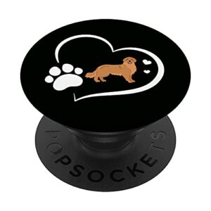 golden retriever with paw print and hearts on black popsockets swappable popgrip