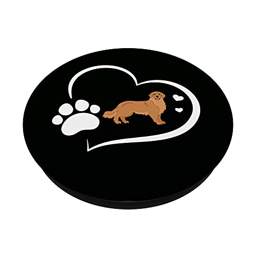 Golden Retriever With Paw Print And Hearts On Black PopSockets Swappable PopGrip