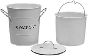 exaco 2-in-1 kitchen countertop compost bin, 1 gallon, white