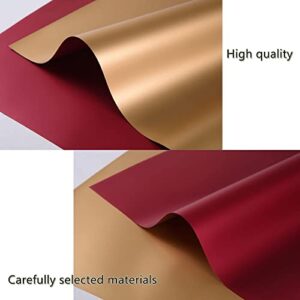 ALL SPECIAL 20 Sheet Waterproof Wrapping Paper No Folding Marks Double Sided Floral Wrapping Paper Florist Bouquet Material, for Mother's Day Party Birthdays Weddings Valentine's Day (red + gold)