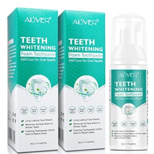 foam toothpaste 2pcs,stain removal toothpaste for sensitive teeth,teeth foaming whitening,baking soda spearmint whitening mousse mouth wash water for travel friendly