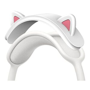 yingbei compatible with airpods max case cute creative funny personality cat ear shape anti-scratch protective cover (white)