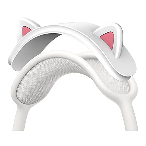 Yingbei Compatible with Airpods Max Case Cute Creative Funny Personality Cat Ear Shape Anti-Scratch Protective Cover (White)