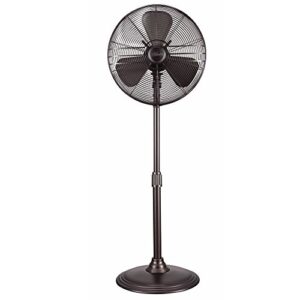 hunter adjustable 3 speed retro pedestal stand floor fan, 80 degree oscillation, 16", onyx copper