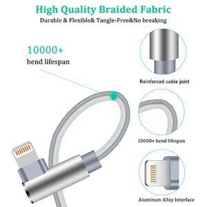 iPhone Charger 10 ft [Apple MFi Certified] 3Pack 90 Degree Lightning Cable Cord Fast Charging for iPhone 14/13/12 Pro/11 Pro Max/XR/X/8/7/6/iPad(Grey)