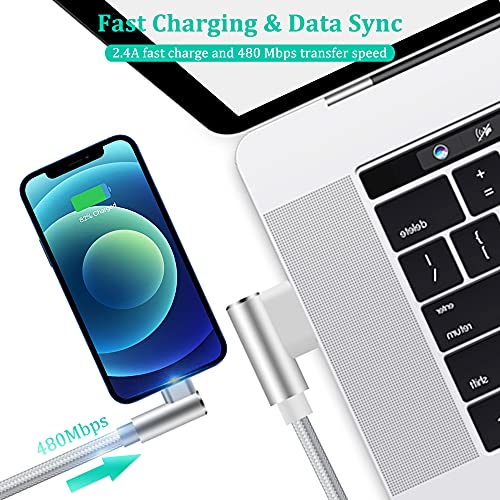 iPhone Charger 10 ft [Apple MFi Certified] 3Pack 90 Degree Lightning Cable Cord Fast Charging for iPhone 14/13/12 Pro/11 Pro Max/XR/X/8/7/6/iPad(Grey)