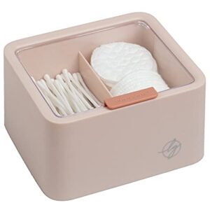 lush & glam pretty q tip storage organizer, cotton round, hair tie holder box, vanity decor accessories, compact bathroom storage containers, hair accessories organizer for girls/women (lotus pink)