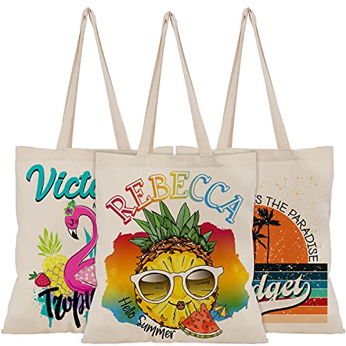 Generic Personalized Beach Tote Bags for Women/Girl w/Name & Text 9 Designs - Customized Canvas Pool/Vacation/Travel Totes Bag, Beige, Medium