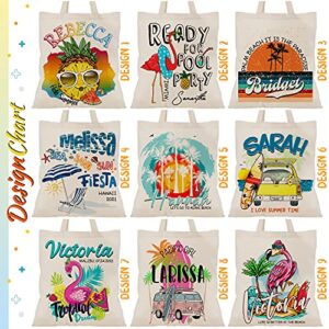 Generic Personalized Beach Tote Bags for Women/Girl w/Name & Text 9 Designs - Customized Canvas Pool/Vacation/Travel Totes Bag, Beige, Medium