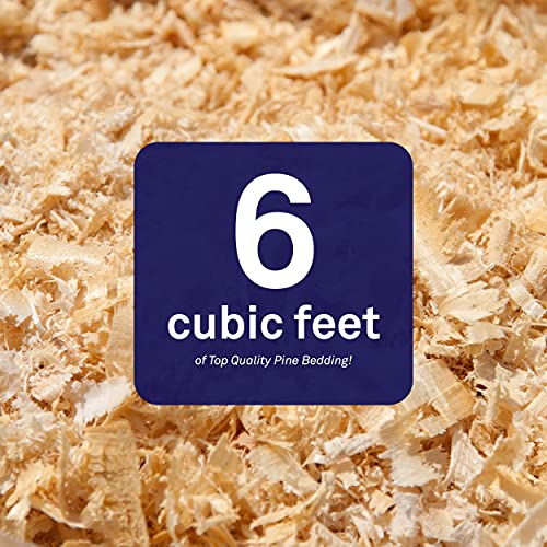 Petpost | Pine Bedding for Small Animals - 6 cu.ft. of Soft Wood Shavings for Rabbits, Guinea Pigs, & Hedgehog Habitats - Low Dust Cage Bedding for Pets - 2.3 cu.ft. Compressed Bag Expands to 6 cu.ft.