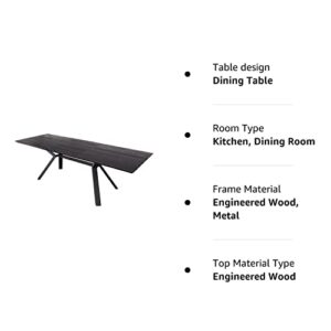 Acanva Expandable Dining Table for 6-8 Seat, Modern Rectangle Design with Extension Leaf for Kitchen Restaurant, Thicker Top and Carbon Steel Pedestal, 70.9''(+23.6)x35.5''x30'', Black