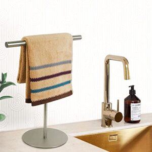 KURBAO Towel Rack T-Shape Hand Towel Stand for Bathroom, Kitchen or Vanity Towel Holder Stand, Hand Towel Holder Standing SUS 304 Stainless Steel Height-Adjustable