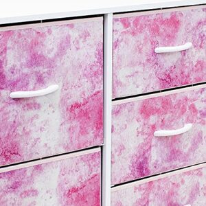 Sorbus Dresser with 5 Drawers - Bedside Furniture & Night Stand End Table Dresser for Home, Bedroom Accessories, Office, College Dorm, Steel Frame, Wood Top (Tie-Dye Pink)