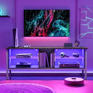 Bestier LED TV Stand, Modern Gaming Entertainment Center for 65/70 inch tv, Wood TV Stand with Glass Shelves for Living Room Bedroom, Black Marble