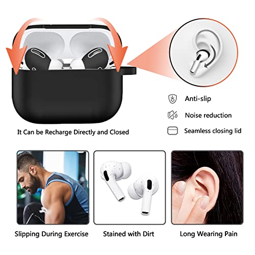 Black for Airpods Pro Case Set,14 in 1 Silicone Airpods Pro Cover Accessories Set for Apple Airpods Pro with EarTips/EarHook/Earbuds Case/Watch Band Holder/Anti-Lost Strap/Keychain