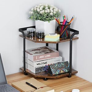 Cabinet Corner Shelves 2-Tier Kitchen Counter Corner Shelf Small Wood Countertop Organizer Shelves Spice Rack and Storage Racks for Bathroom Office and Living Room