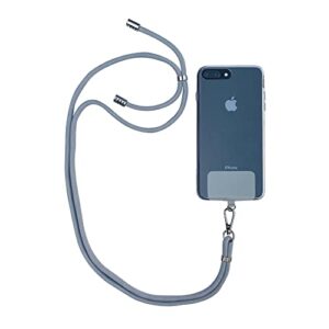 universal gray phone lanyard with adjustable strap - multipurpose for phone, badge or keys