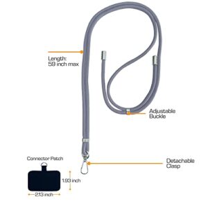 Universal Gray Phone Lanyard with Adjustable Strap - Multipurpose for Phone, Badge or Keys