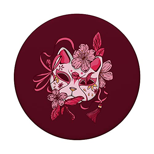 Cherry Blossom Japanese Mask Sakura Vintage Anime PopSockets Swappable PopGrip