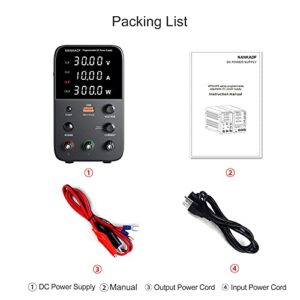 DC Power Supply Variable, 30V 10A Bench Power Supply with 4-Digits LED Display, 5V/3.6A USB Quick-Charge, Adjustable Switching Power Supply with Encoder Adjustment Knob, Output Enable/Disable Button