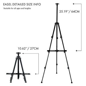 Artify 66 Inches Double Tier Easel Stand, Adjustable Height from 22-66”, Tripod for Painting and Display with a Carrying Bag, Pack, Black