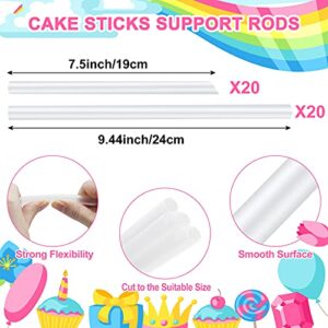 Aufind 85 PCS Plastic Cake Dowel Rods Set, 20 White Plastic Cake Sticks Support Rods with 5 Cake Separator Plates for 4, 6, 8, 10,12 Inch Cakes and 20 Clear Cake Stacking Dowels for Tiered Cakes