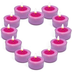soyyla lilac tealights candles, 12 pack clear cups soy candles long lasting tea lights for weddings birthday festival celebration party candle gardens
