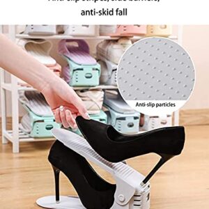 Set of 20 Adjustable Shoe Risers, Double Your Storage Space, 50% Space Saving Double Layer, Shoe Holder Rack Stacker Slots for Closet Shelf Organizer (White)