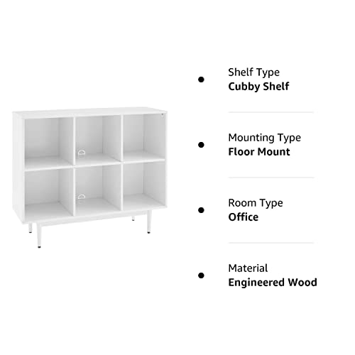 Crosley Furniture Liam Mid-Century 6-Cube Bookcase, White