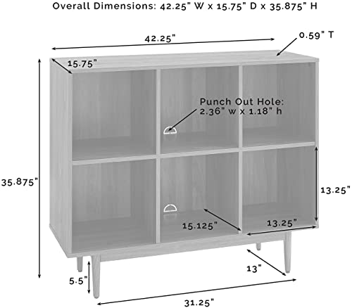 Crosley Furniture Liam Mid-Century 6-Cube Bookcase, White