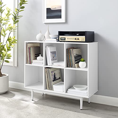 Crosley Furniture Liam Mid-Century 6-Cube Bookcase, White