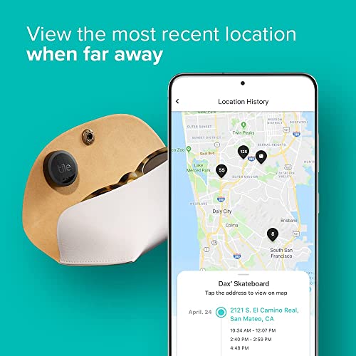 Tile Sticker 1-Pack. Small Bluetooth Tracker, Remote Finder and Item Locator, Pets and More; Up to 250 ft. Range. Water-Resistant. Phone Finder. iOS and Android Compatible, Black