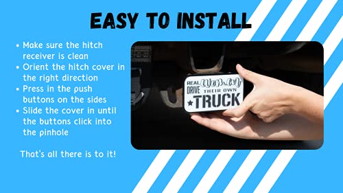 PG Car Styles Trailer Hitch Cover | Girl Hitch Covers for Trucks for 2 Inch Receiver, Truck Hitch Accessories | Easy to Install Plastic Hitch Cover Hitch Plugs (Real Women Drive Their Own Trucks)