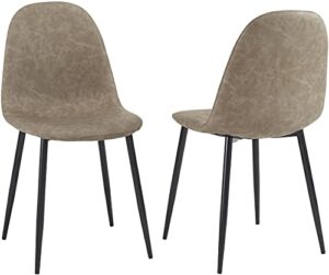 crosley furniture cf501619-br weston dining chair (set of 2), distressed brown/matte black