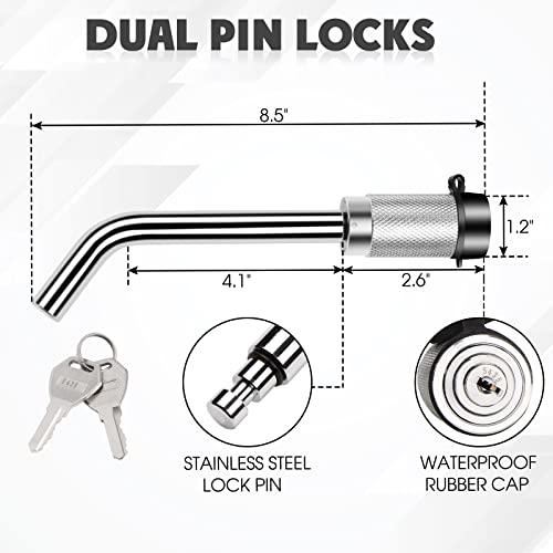 FULLHAUL Adjustable Trailer Hitch Ball Mount with Forged Aluminum Shank, Fits 2" Receiver, 6" Drop/Rise Hitch, 1-7/8"&2"&2-5/16" Combo Tow Balls with Double Pin Key Locks, GTW of 7,500 lbs