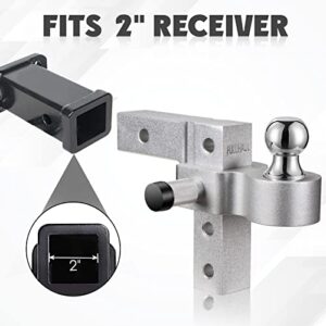 FULLHAUL Adjustable Trailer Hitch Ball Mount with Forged Aluminum Shank, Fits 2" Receiver, 6" Drop/Rise Hitch, 1-7/8"&2"&2-5/16" Combo Tow Balls with Double Pin Key Locks, GTW of 7,500 lbs