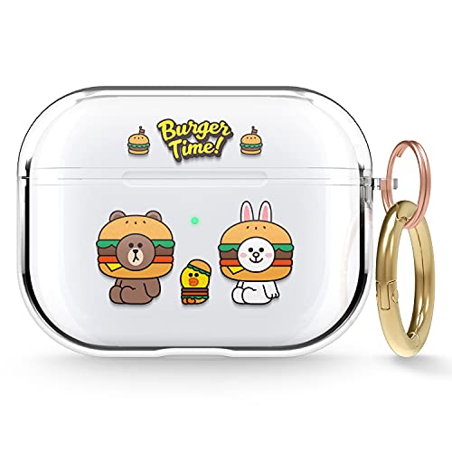 elago l LINE Friends Burger Time Clear Case Compatible with AirPods Pro, Durable Full Body Protection, Reduced Yellowing, Reduced smudging [Official Merchandise] (All)