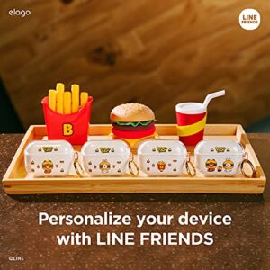 elago l LINE Friends Burger Time Clear Case Compatible with AirPods Pro, Durable Full Body Protection, Reduced Yellowing, Reduced smudging [Official Merchandise] (All)